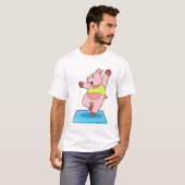 T-shirt Cochon au yoga Fitness (Devant entier)