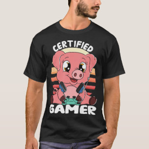 T-shirt Cochon avec casque Gamer Jeu de Cochon Certifié Ga