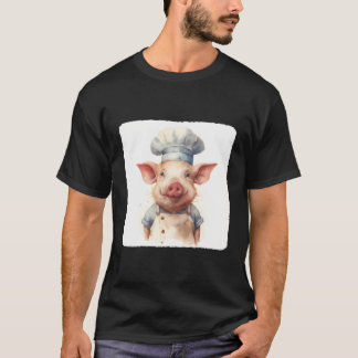 T-shirt Cochon Avec Cochon Casquette Chefs Portant Chefâ€™