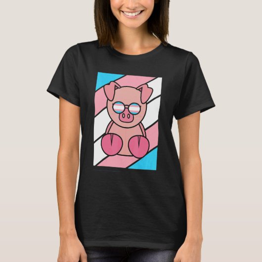 T-shirt Cochon Avec Fierté Transgenre Drapeau Lgbtq Fier A (Devant)