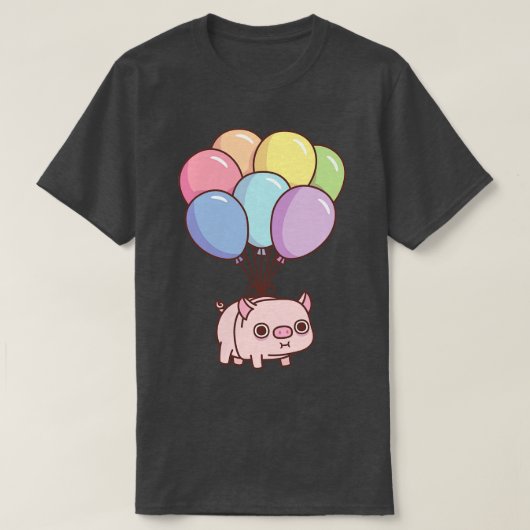 T-shirt Cochon Chubby Cute Avec Ballotte Arc-En-Ciel (Design devant)