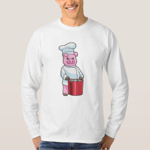 T-shirt Cochon comme cuire avec pot de Cuisine