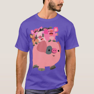 T-shirt Cochon de caricature mignonne portant des porcelet