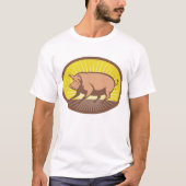 T-shirt Cochon de ferme rétro avec Sunburst (Devant)