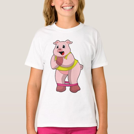 T-shirt Cochon de fitness avec bande de caoutchouc (Devant)