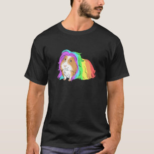 T-shirt Cochon de Guinée arc-en-ciel coiffure colorée pour