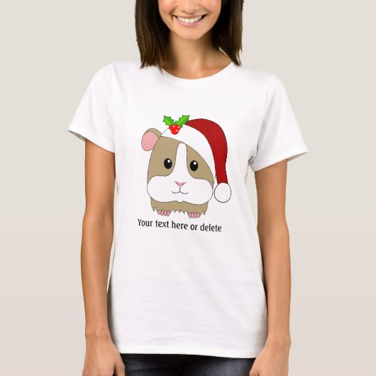 T-shirt Cochon De Guinée De Noël Dans Un Chapeau De Père N (Devant)