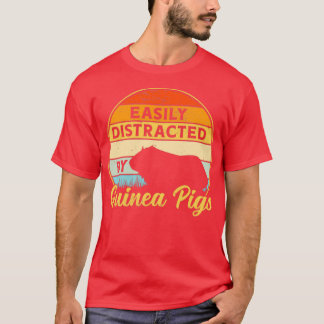 T-shirt Cochon De Guinée Facilement Distrait Retro Sunset 