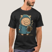 T-shirt Cochon de lait croustillant sur le cochon de café (Devant)
