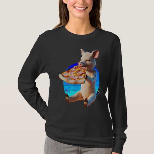 T-shirt Cochon de Pizza Drôle (Devant)