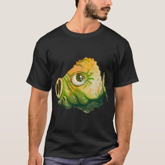 T-shirt Cochon de poisson vert et jaune (Devant)