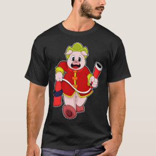 T-shirt Cochon de pompier avec extincteur
