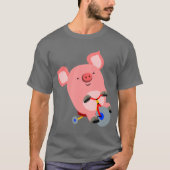 T-shirt cochon de tricycle cartonné mou (Devant)