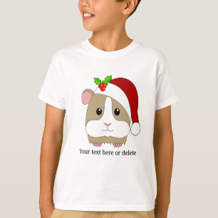 T-shirt Cochon d'Inde de Noël Dans Un Chapeau de Père Noël