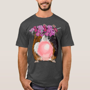 T-shirt Cochon d'Inde floral Bubble Gum Aquarelle Cochon d