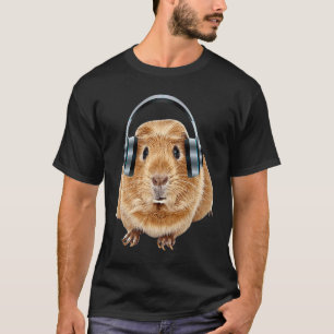 T-shirt Cochon d'Inde Grassouillet Mignon Avec Des Écouteu