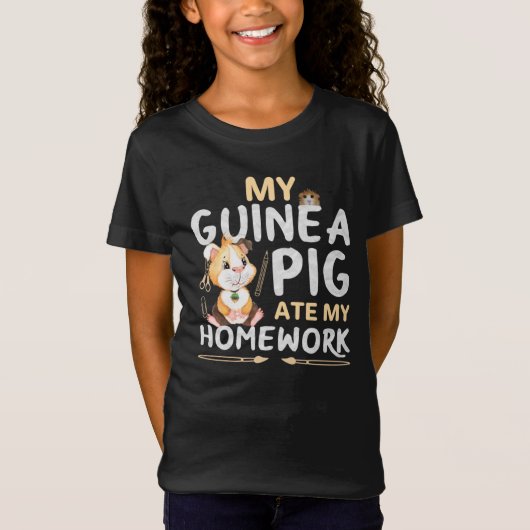 T-Shirt Cochon d'Inde Mignon a Mangé Mon Devoir (Devant)