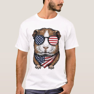 T-shirt Cochon d'Inde patriotique Gravure vintage