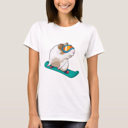 T-shirt Cochon d'Inde Snowboardeur Snowboard (Devant)