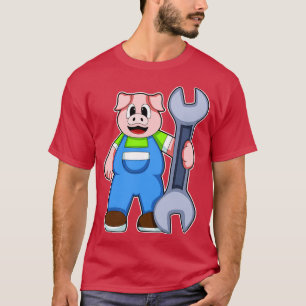 T-shirt Cochon en artisan avec clé anglaise