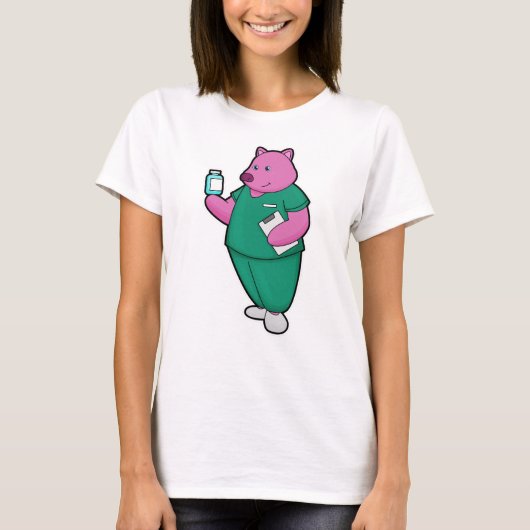 T-shirt Cochon en infirmière en médecine (Devant)