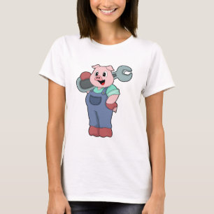 T-shirt Cochon en mécanique avec clé