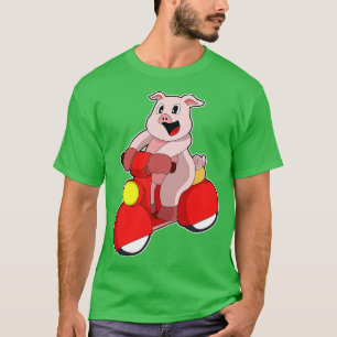 T-shirt Cochon en vélo avec Scooter