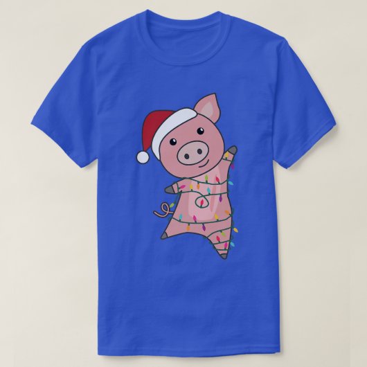 T-shirt Cochon Joyeux Noël Fée Lumières Porcs mignons (Design devant)