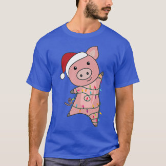 T-shirt Cochon Joyeux Noël Fée Lumières Porcs mignons