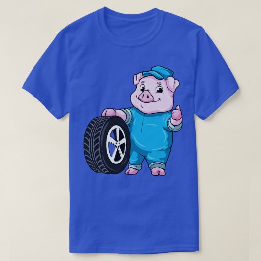 T-shirt Cochon mécanique avec pneus (Design devant)