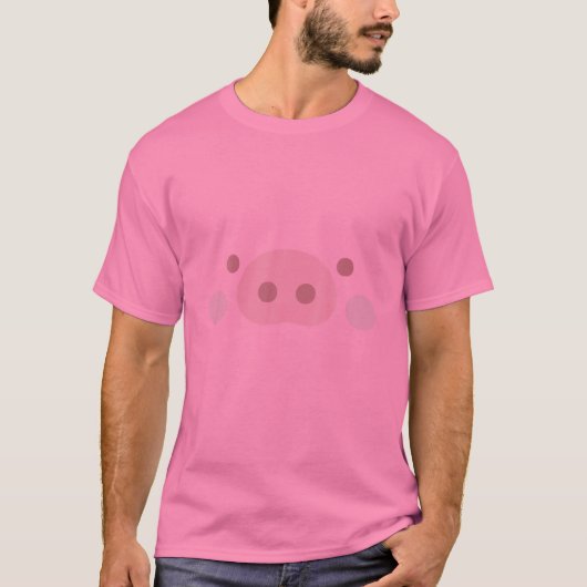 T-shirt Cochon mignon animal visage Grin costume Carneval (Devant)