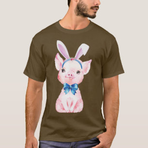 T-shirt Cochon mignon avec lapin ceinture drôle Jour de Pâ