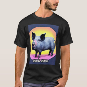 T-shirt Cochon mignon Piggie Rose ocre_9