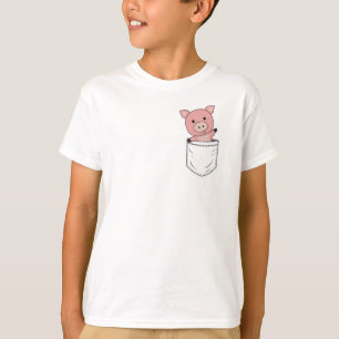 T-shirt Cochon Piglet Farm Cute Animaux Poitrine Pocket