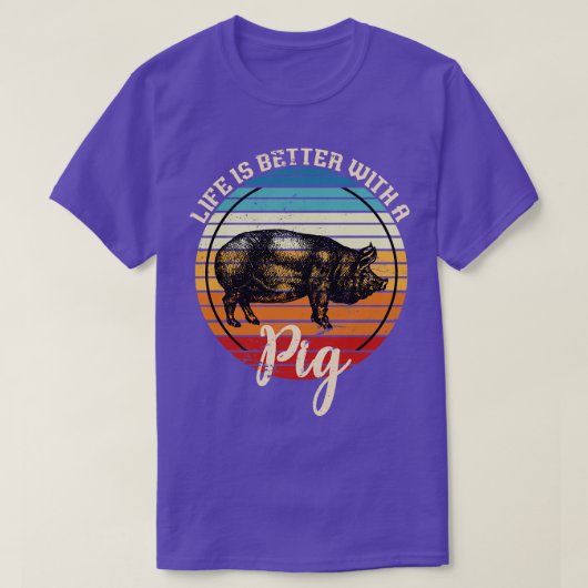 T-shirt Cochon rétro d'animal de ferme (Design devant)