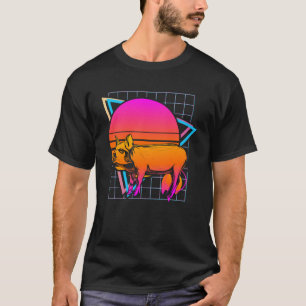 T-shirt Cochon Rétro Style Années 80 Animal de Ferme Vinta