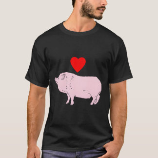T-shirt Cochon Valentines Jour Chemise Cochon Rose Avec Co