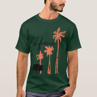 T-shirt Cochons De Californie Et Palmiers Premium 384