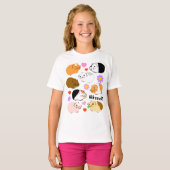 T-shirt Cochons d'Inde mignons avec des cœurs et des fleur (Devant entier)