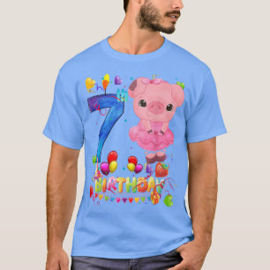 T-shirt Cochons Enfants 7 ans Fille d'anniversaire de coch