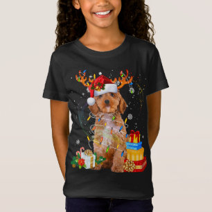 T-Shirt Cockapo Reindee Noël lumières Drôle Chien Noël