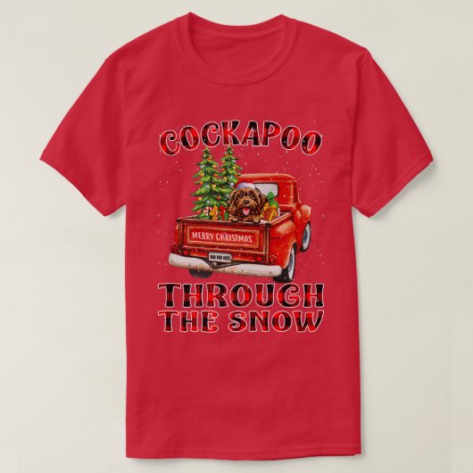 T-shirt Cockapoo À Travers Le Camion De Noël À Neige Raid  (Design devant)