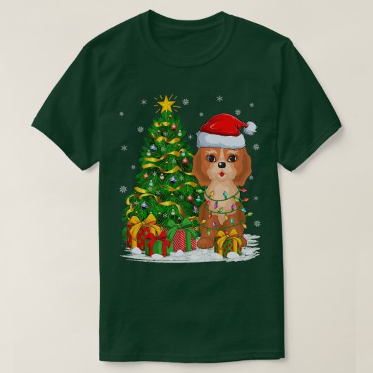 T-shirt Cockapoo Amoureux des chiens Xmas Tree Père Noël C (Design devant)
