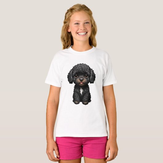 T-shirt Cockapoo noir (Devant entier)