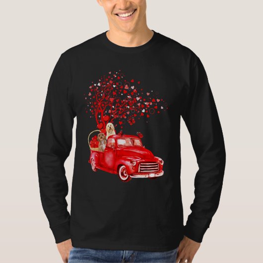 T-shirt Cockapoo Riding Camion Rouge Saint-Valentin Papill (Devant)