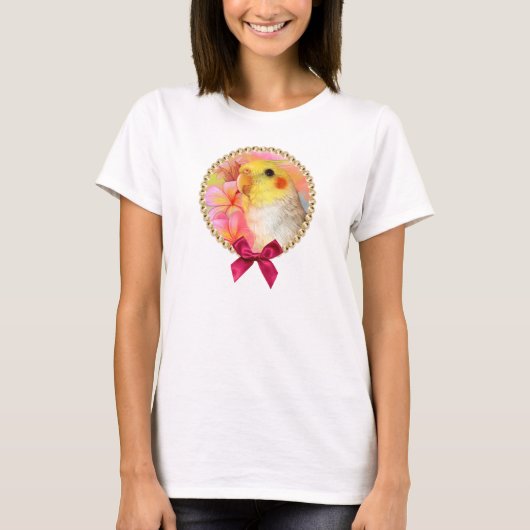 T-shirt Cockatiel avec le frangipani (Devant)