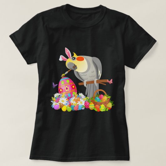 T-shirt Cockatiel de lapin de Pâques Dessin Oeufs de choco (Design devant)