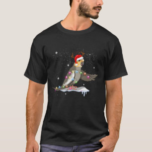 T-shirt Cockatiel Parrot - Oiseau Père Noël Arbre de Noël 