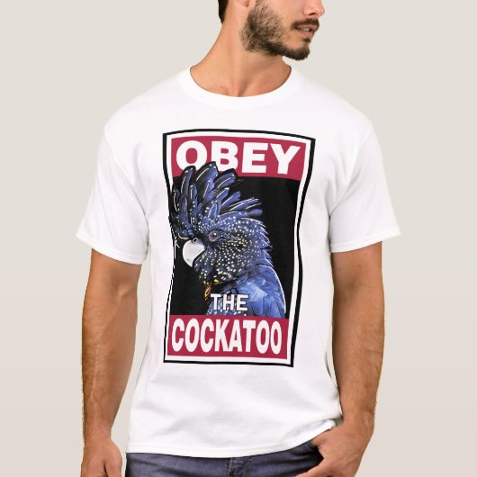 T-shirt Cockatoo noir à la queue rouge amusant - Oiseau Ar (Devant)
