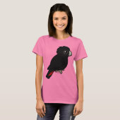 T-shirt Cockatoo noir à queue rouge (Devant entier)